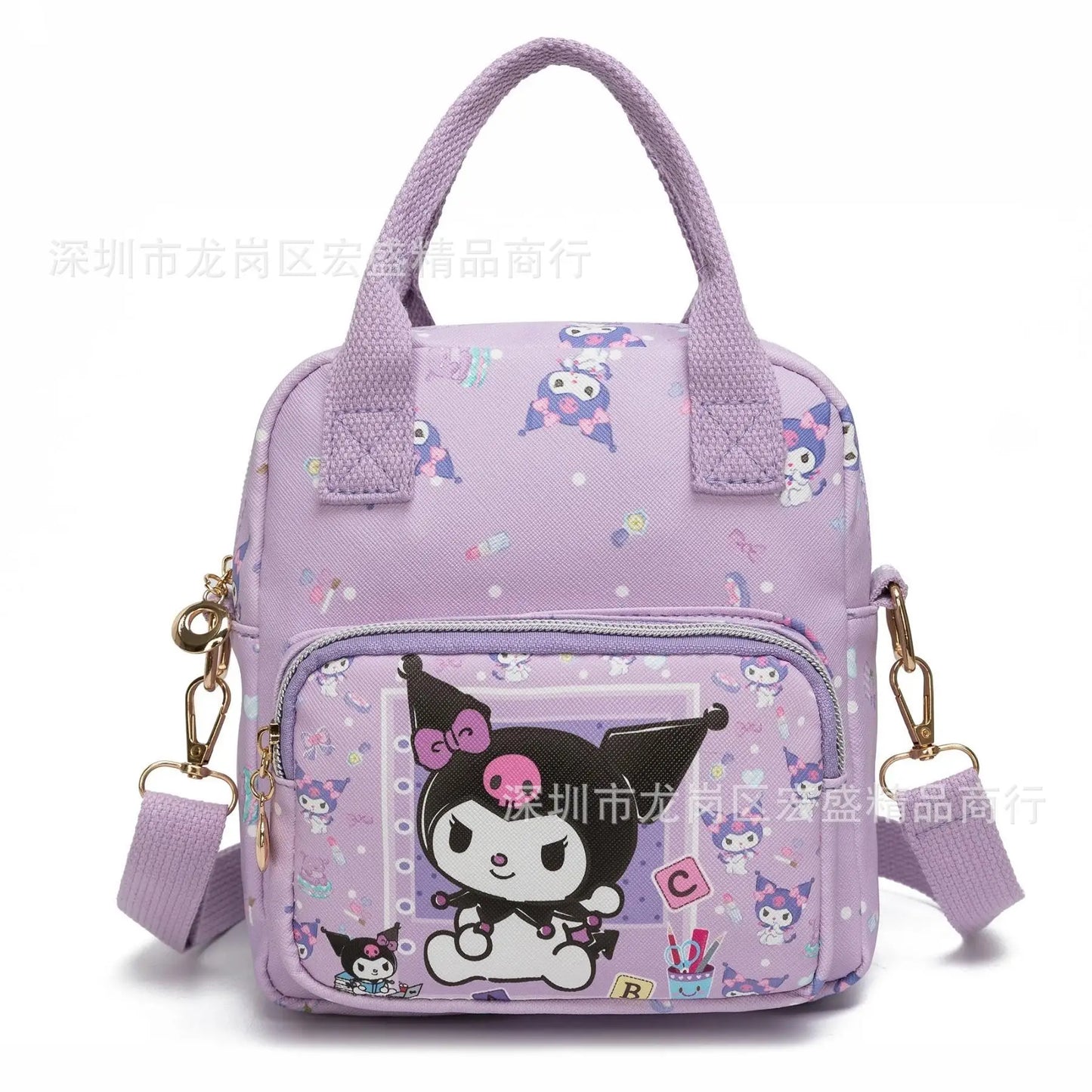 Adorable Sanrio Hello Kitty Leather Messenger Bag - Versatile Crossbody for Students Featuring Kuromi and Cinnamoroll