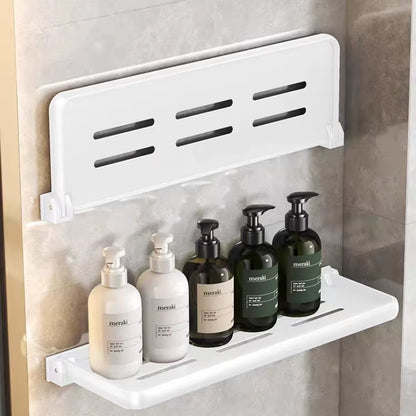Stylish Aluminium Bathroom Shelf - Foldable Vanity Organiser with No-Hole Installation