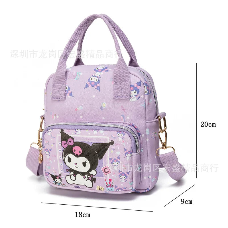 Adorable Sanrio Hello Kitty Leather Messenger Bag - Versatile Crossbody for Students Featuring Kuromi and Cinnamoroll
