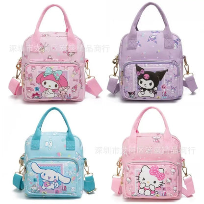 Adorable Sanrio Hello Kitty Leather Messenger Bag - Versatile Crossbody for Students Featuring Kuromi and Cinnamoroll