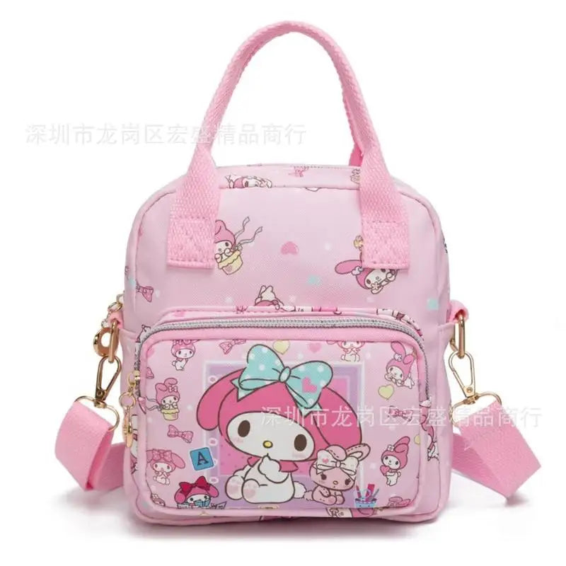 Adorable Sanrio Hello Kitty Leather Messenger Bag - Versatile Crossbody for Students Featuring Kuromi and Cinnamoroll