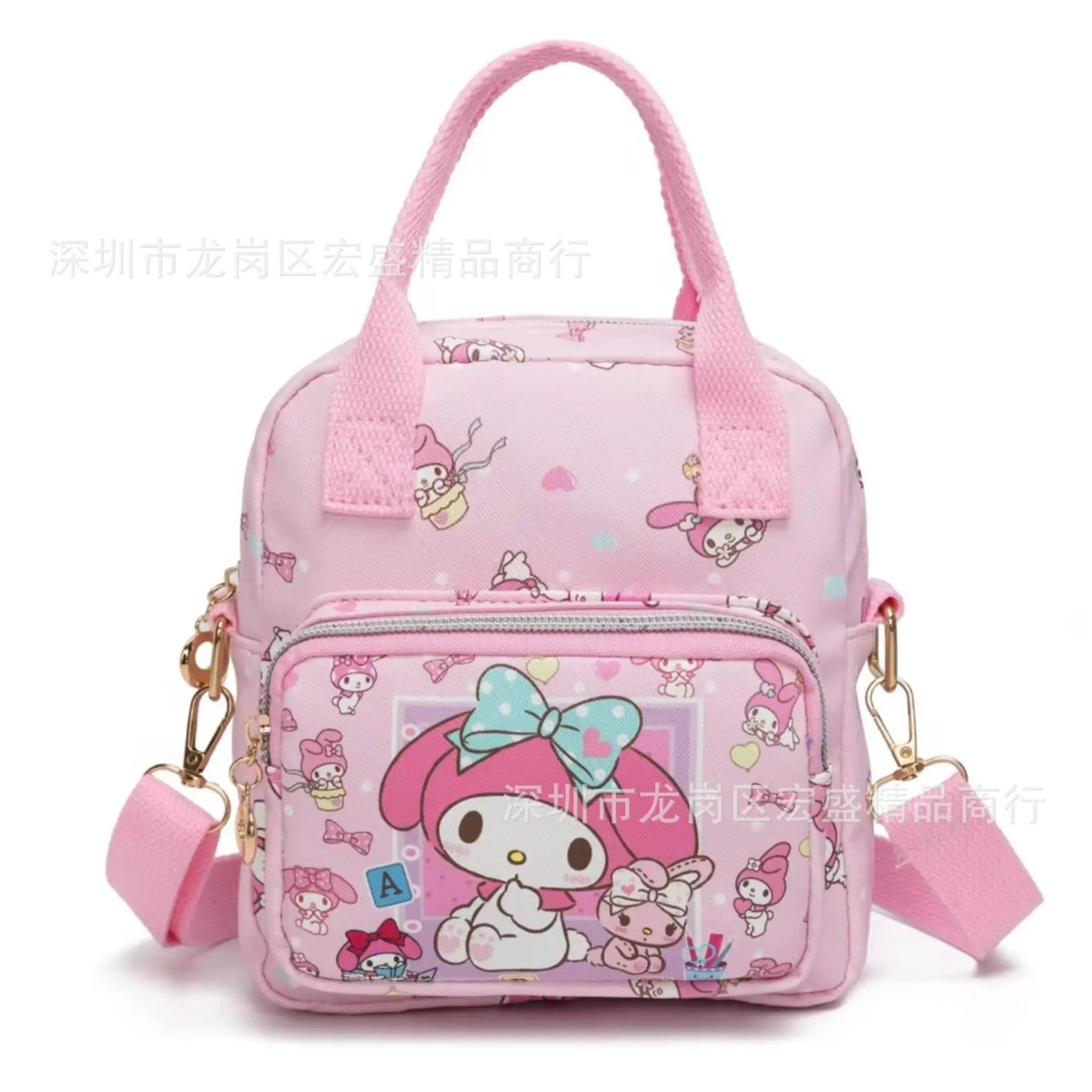 Adorable Sanrio Hello Kitty Leather Messenger Bag - Versatile Crossbody for Students Featuring Kuromi and Cinnamoroll