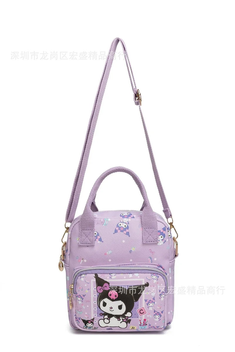 Adorable Sanrio Hello Kitty Leather Messenger Bag - Versatile Crossbody for Students Featuring Kuromi and Cinnamoroll