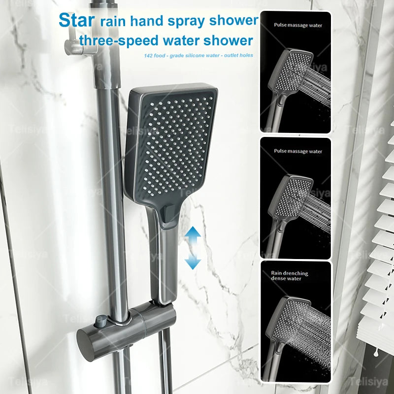Elevate Your Bathroom Experience with the Piano Button Ambient Light Digital Shower System - Rain Faucets Set