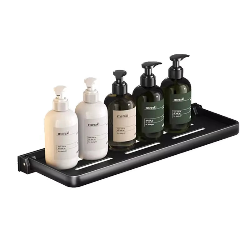 Stylish Aluminium Bathroom Shelf - Foldable Vanity Organiser with No-Hole Installation