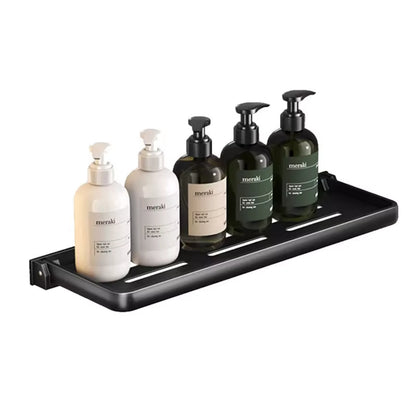 Stylish Aluminium Bathroom Shelf - Foldable Vanity Organiser with No-Hole Installation