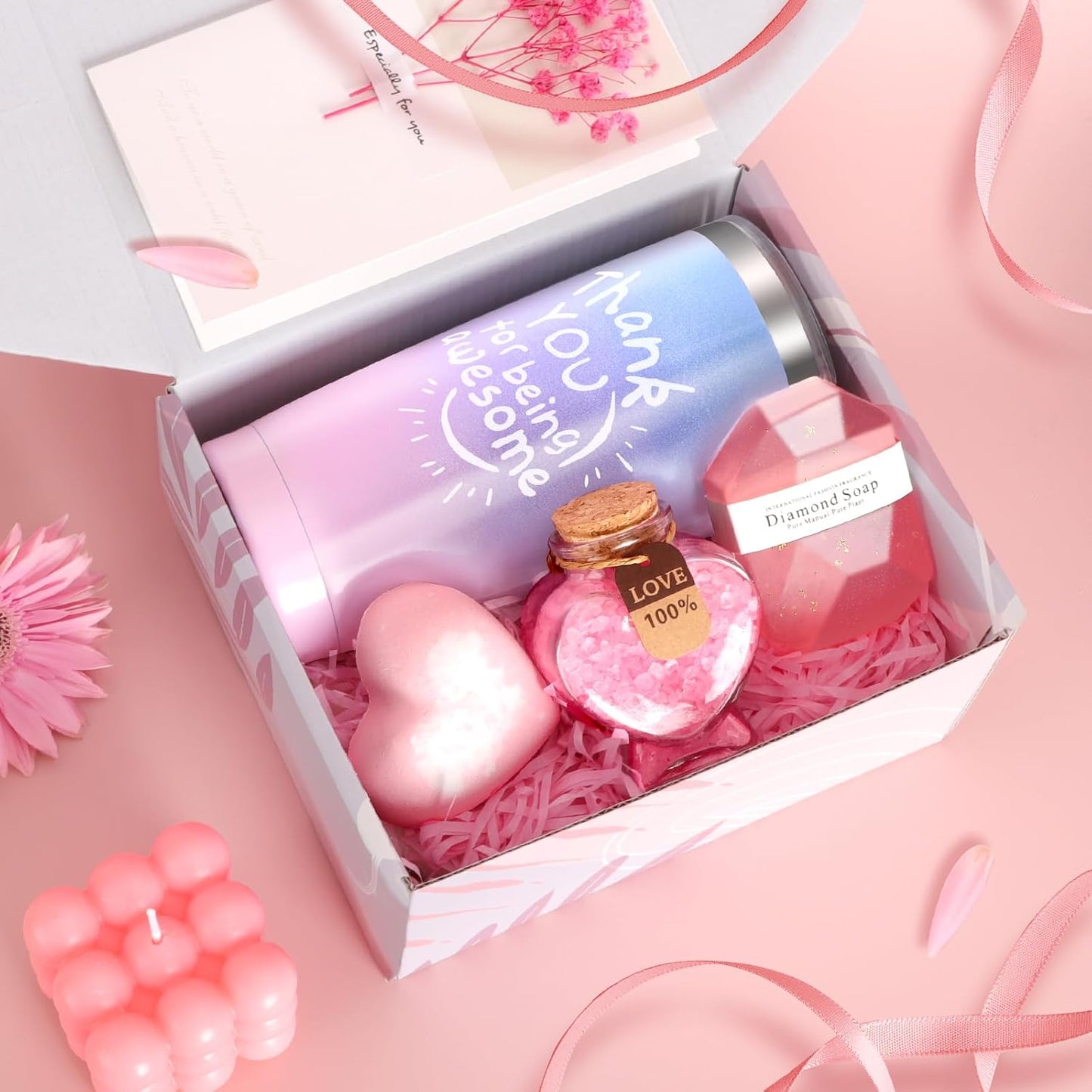 Deluxe Pink Spa Gift Basket for Women - Perfect Birthday, Get Well Soon, and Holiday Gift